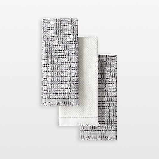 KitchenAid Gourmet Series Grey Gridlines 3-Pack Kitchen Towel Set