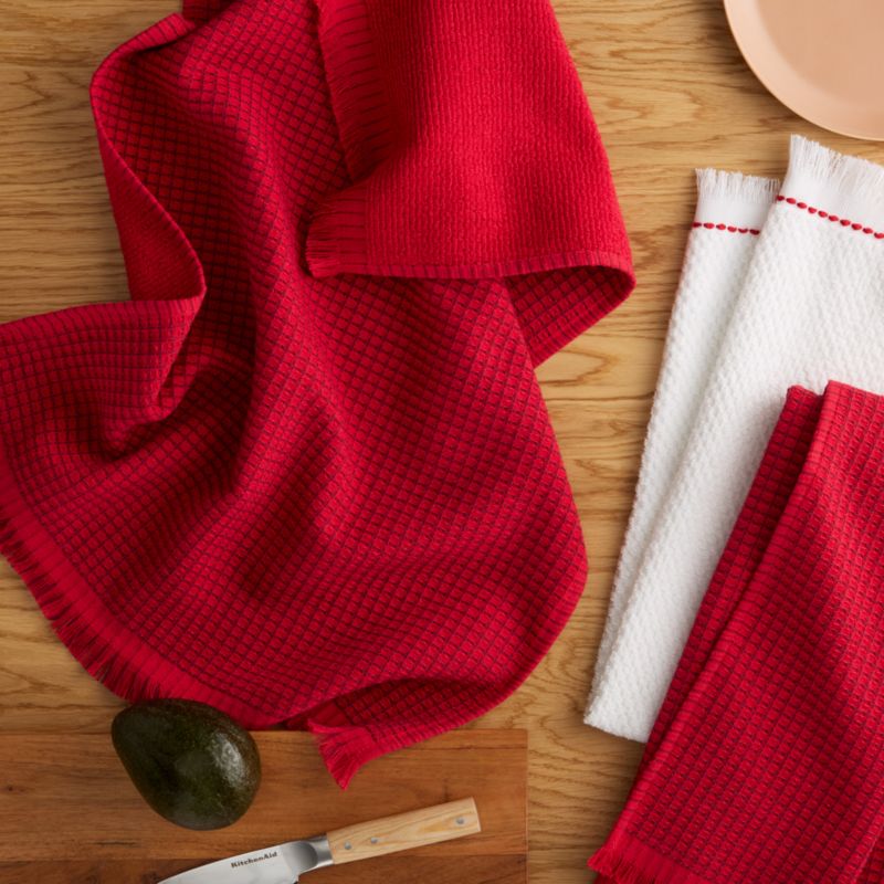 KitchenAid Gourmet Series Passion Red Gridlines 3-Pack Kitchen Towel Set - image 1 of 4