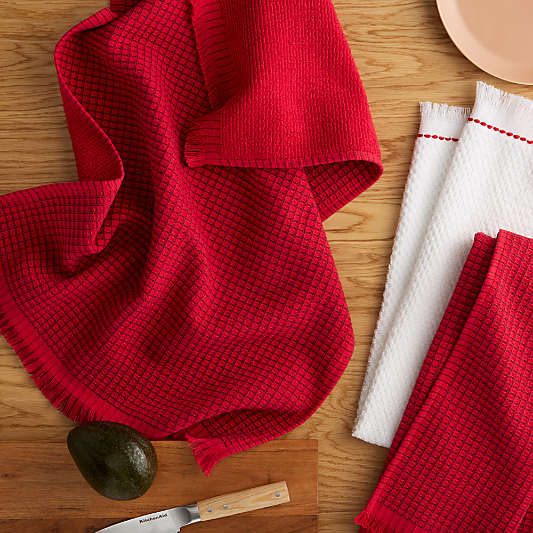 KitchenAid Gourmet Series Passion Red Gridlines 3-Pack Kitchen Towel Set