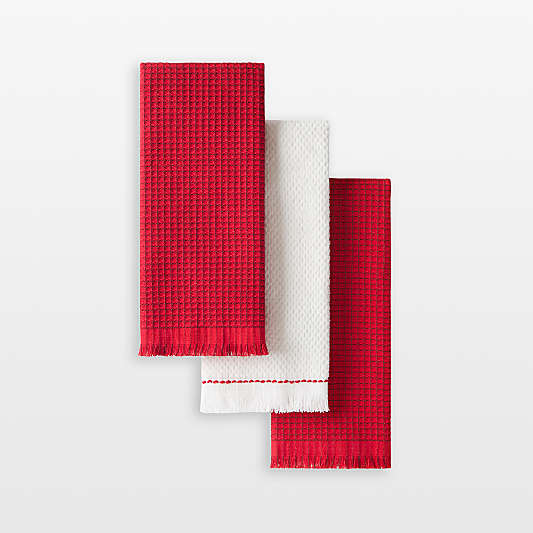 KitchenAid Gourmet Series Passion Red Gridlines 3-Pack Kitchen Towel Set