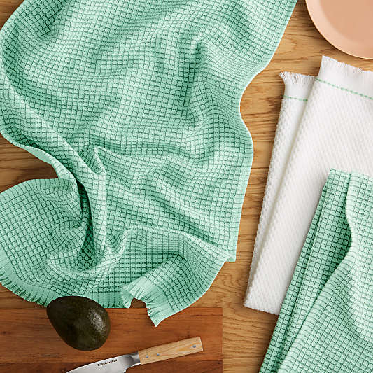 KitchenAid Gourmet Series Spearmint Gridlines 3-Pack Kitchen Towel Set