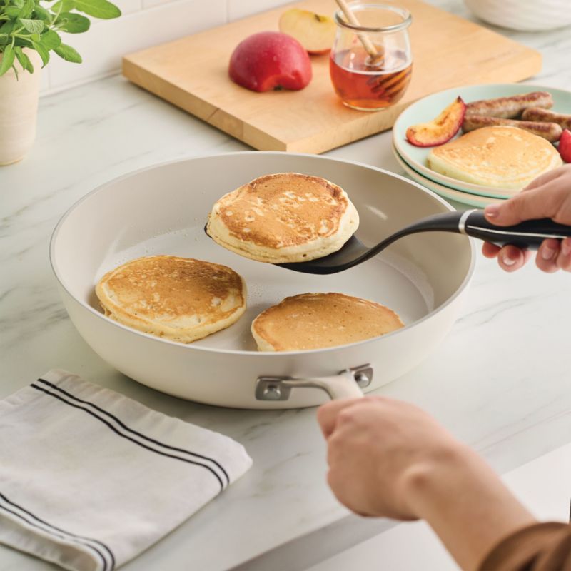 KitchenAid ® Porcelain White Hard-Anodized Ceramic Non-Stick Induction 12.25" Fry Pan with Lid - image 2 of 7