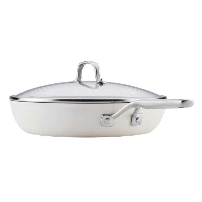 KitchenAid ® Porcelain White Hard-Anodized Ceramic Non-Stick Induction 12.25" Fry Pan with Lid - image 5 of 7