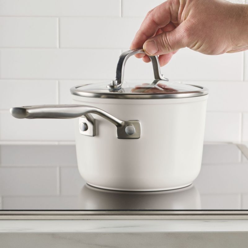 KitchenAid ® Porcelain White Hard-Anodized Ceramic Non-Stick Induction 2-Qt. Saucepan with Lid - image 2 of 6