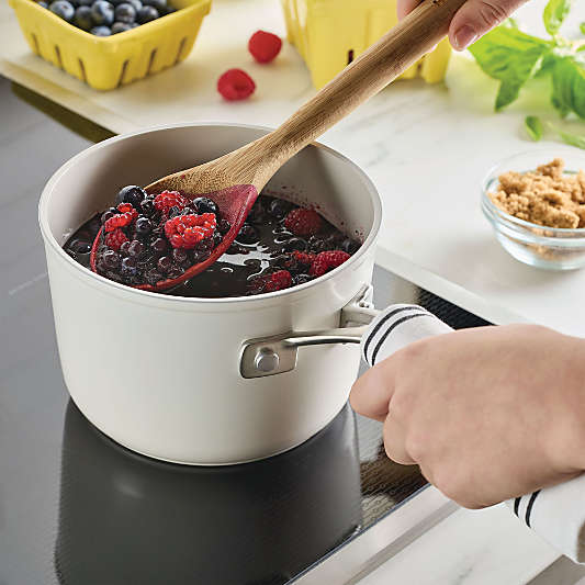 KitchenAid ® Porcelain White Hard-Anodized Ceramic Non-Stick Induction 2-Qt. Saucepan with Lid