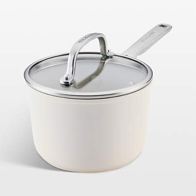 KitchenAid ® Porcelain White Hard-Anodized Ceramic Non-Stick Induction 2-Qt. Saucepan with Lid