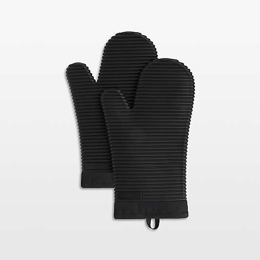 KitchenAid ® Onyx Black Ribbed Soft Silicone Oven Mitts, Set of 2