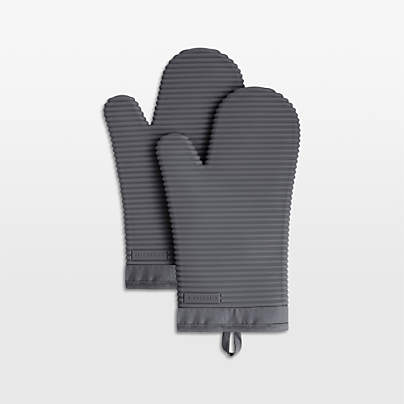 KitchenAid ® Charcoal Ribbed Soft Silicone Oven Mitts, Set of 2