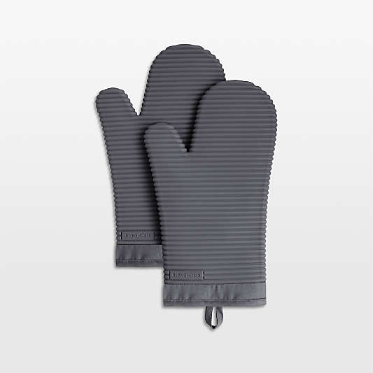 KitchenAid Charcoal Ribbed Soft Silicone Oven Mitts, Set of 2