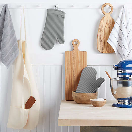 KitchenAid ® Grey Ribbed Soft Silicone Oven Mitts, Set of 2