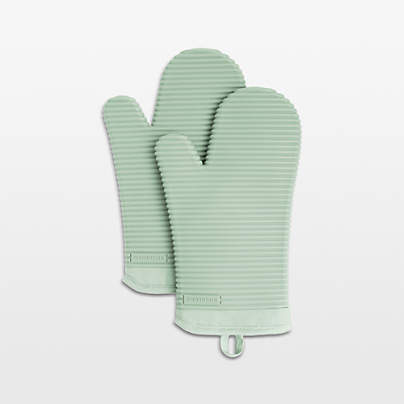 KitchenAid Pistachio Ribbed Soft Silicone Oven Mitts, Set of 2