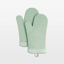 KitchenAid Pistachio Ribbed Soft Silicone Oven Mitts, Set of 2 + Reviews | Crate & Barrel
