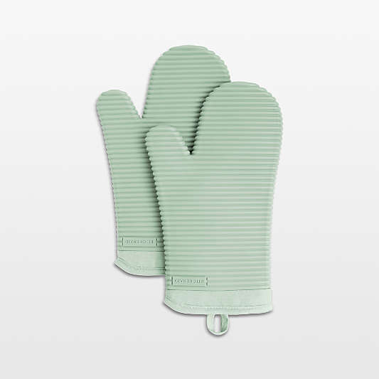 KitchenAid Pistachio Ribbed Soft Silicone Oven Mitts, Set of 2