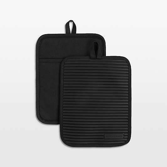 KitchenAid ® Onyx Black Ribbed Soft Silicone Pot Holders, Set of 2