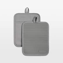 KitchenAid Grey Ribbed Soft Silicone Pot Holders, Set of 2 + Reviews | Crate & Barrel