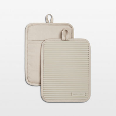 View KitchenAid ® Milkshake Ribbed Soft Silicone Pot Holders, Set of 2 details