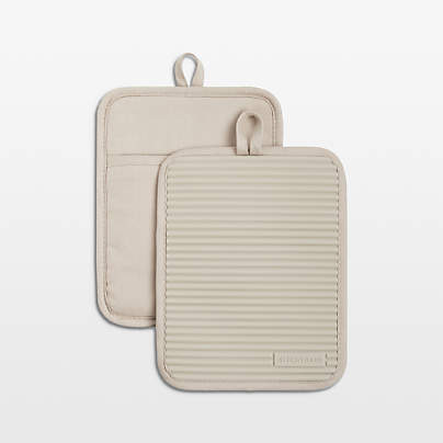 KitchenAid Milkshake Ribbed Soft Silicone Pot Holders, Set of 2
