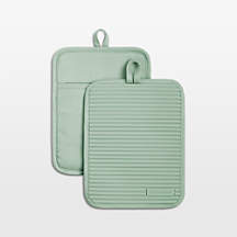 KitchenAid Pistachio Ribbed Soft Silicone Pot Holders, Set of 2 + Reviews | Crate & Barrel