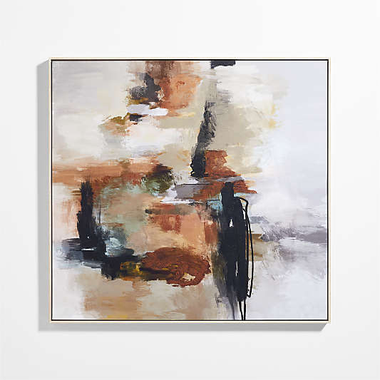 "Bloom" Framed Brown & Black Abstract Wall Art Print 47"x50" by Kichael Bonofiglio