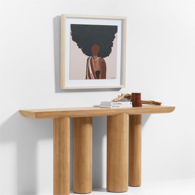 Bomen 66" Asymmetrical Natural Oak Wood Console Table - image 7 of 13