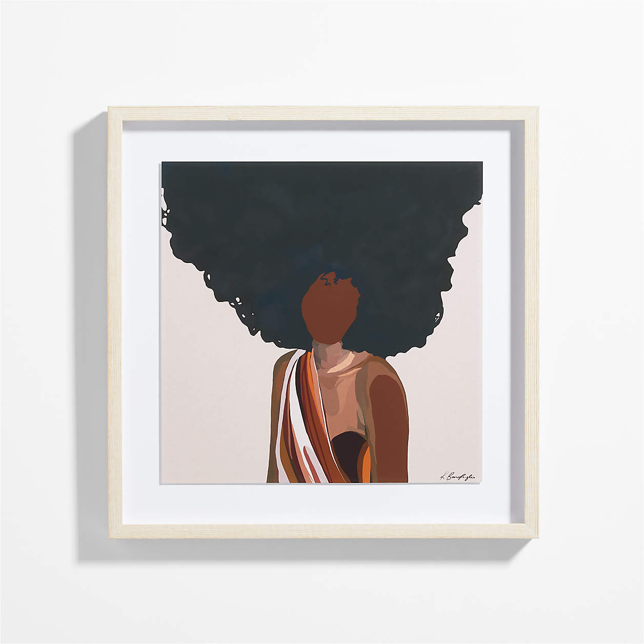 "May" Framed Black & Brown Portrait Wall Art Print 30"x30" by Kichael
