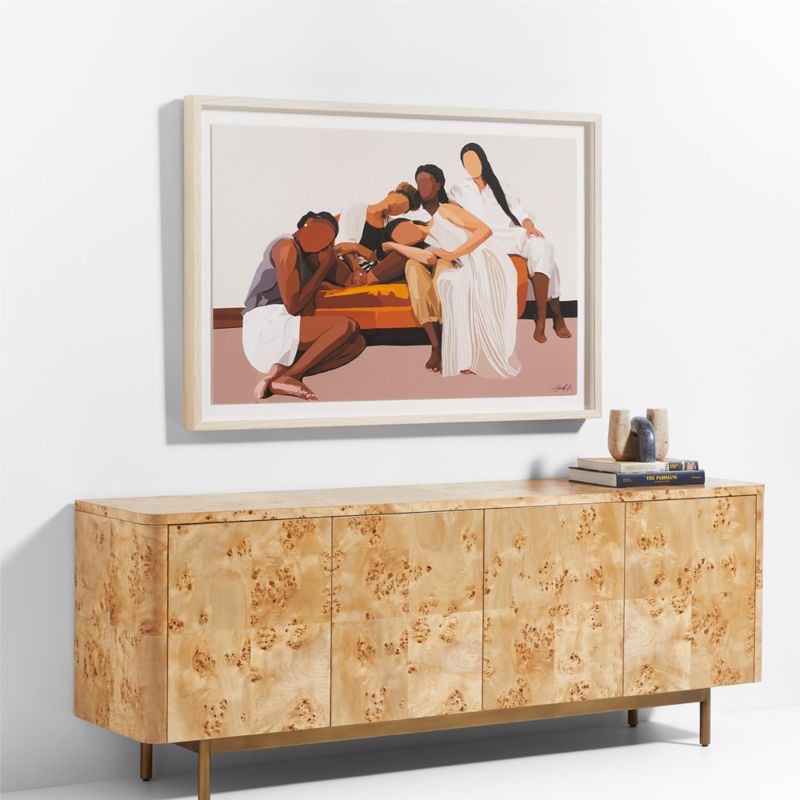 Mota Natural Burl Wood Storage Media Console