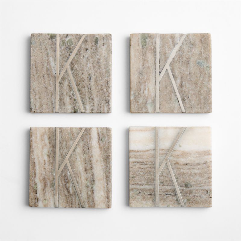 Tuscan Kitchen Marble "K" Monogram Coasters, Set of 4 - image 3 of 4