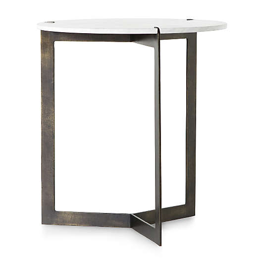 Kace White Marble End Table