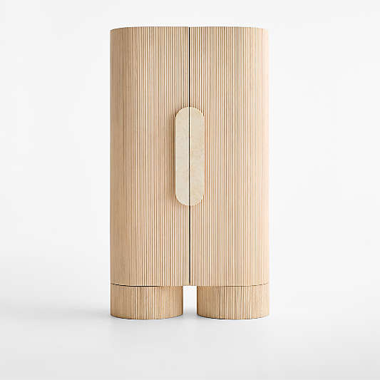 Kahn 41" Ribbed Whitewashed Ash Wood Closed Storage Cabinet