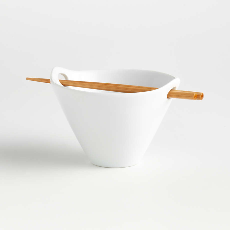 Color : Brown, Size : 7 inchs LSXIAO Soup Bowl Set Ceramic Tableware Hand-Pulled Noodle Cereal Bowl with Chopsticks Ramen Noodle Hole for Fixing Chopsticks for Pho and Miso Soups 