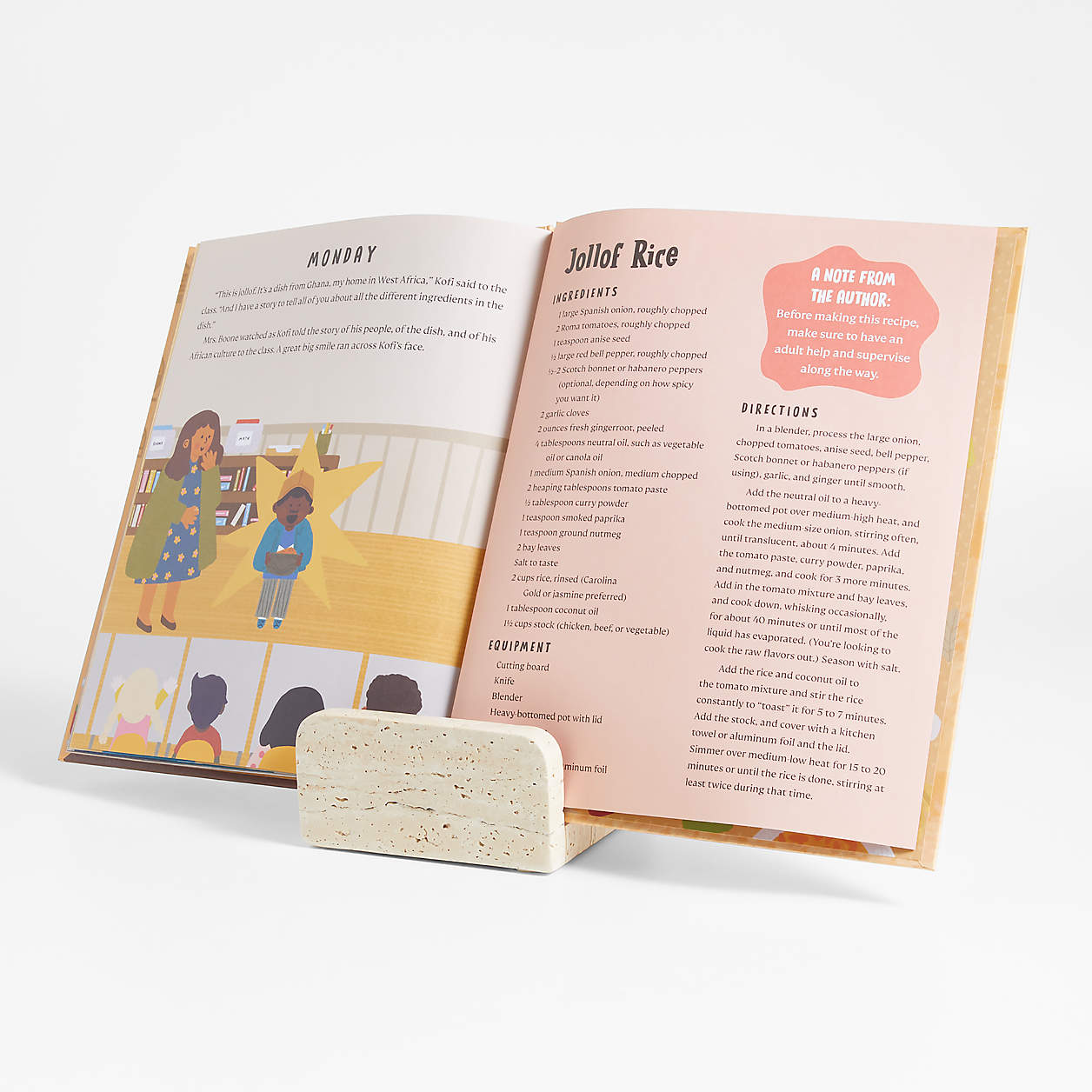 Kan Beige Travertine Cookbook Stand by Eric Adjepong