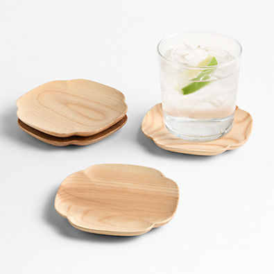 View Kanso Natural Ash Wooden Coasters, Set of 4 details