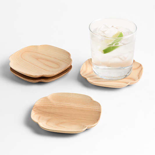 Kanso Natural Ash Wooden Coasters, Set of 4