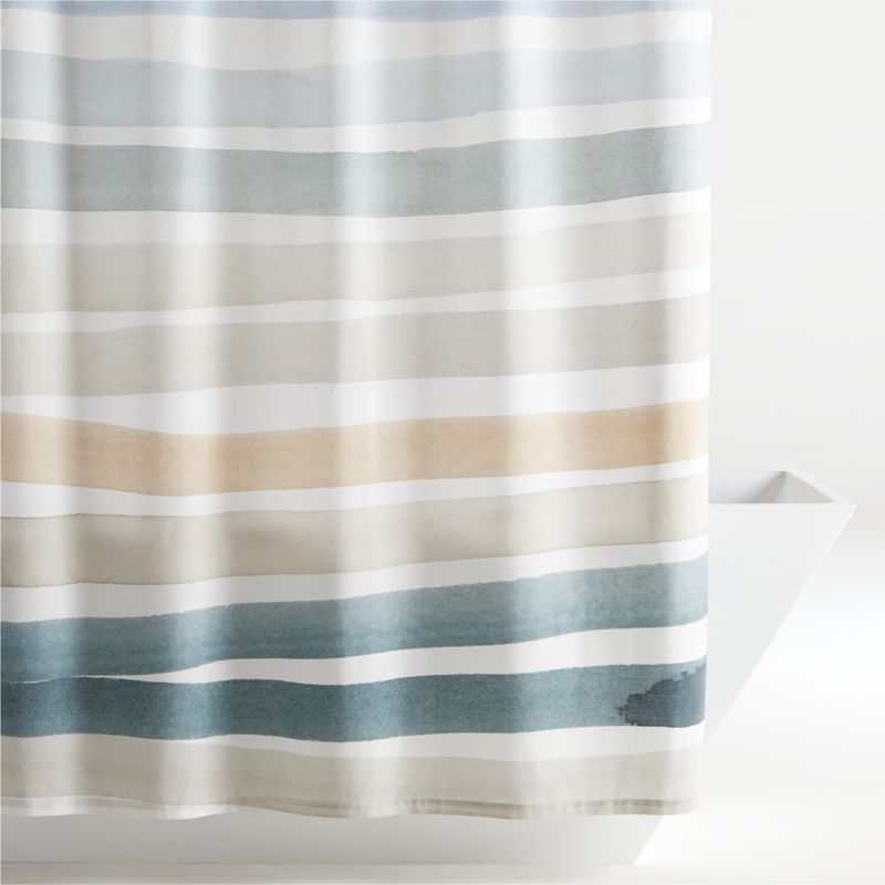 Kasura Stripe Watercolor Shower Curtain, Fall Shower Curtains