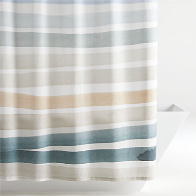 View Kasura Stripe Watercolor Shower Curtain details