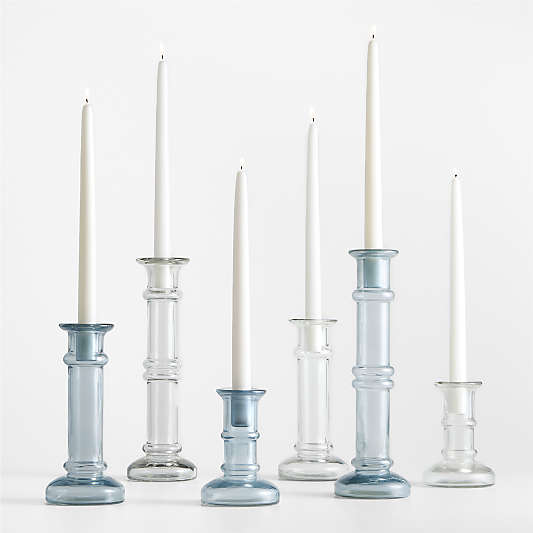 Kati Blue Glass Taper Candle Holders