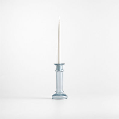 View Kati Medium Blue Glass Taper Candle Holder 9" details