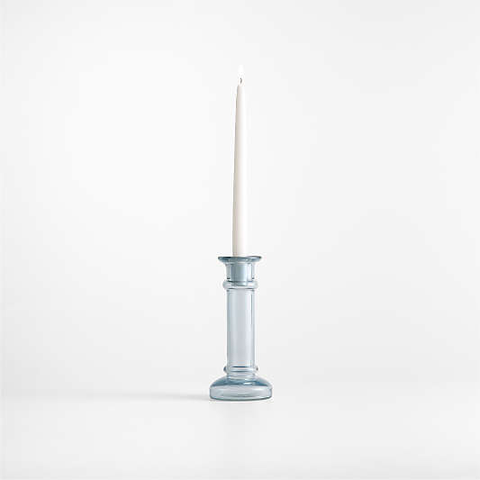 Kati Medium Blue Glass Taper Candle Holder 9"