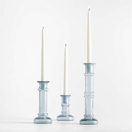 Kati Blue Glass Taper Candle Holders