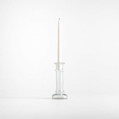 View Kati Medium Clear Glass Taper Candle Holder 9" details