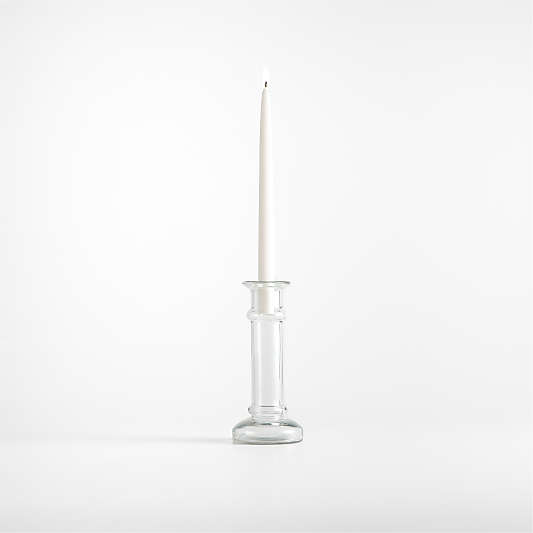 Kati Medium Clear Glass Taper Candle Holder 9"