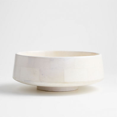 View Katin White Wood Centerpiece Bowl 13.8" details