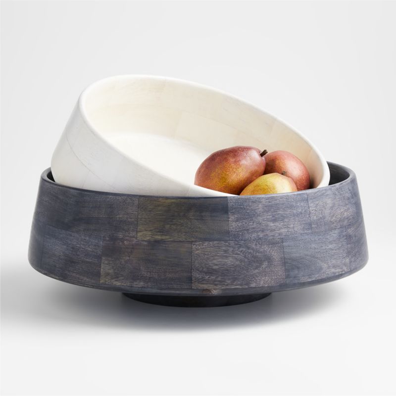 Katin White Wood Centerpiece Bowl