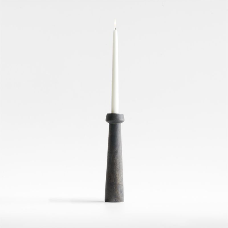 Katin Large Black Wood Taper Candle Holder 11.5" - image 0 of 8