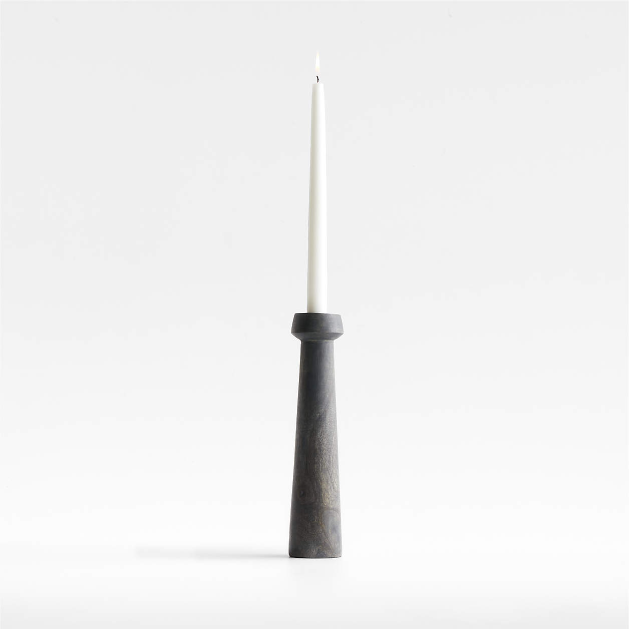 Katin Large Black Wood Taper Candle Holder 11.5" + Reviews Crate & Barrel