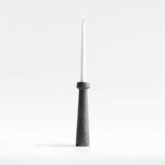 Katin Large Black Wood Taper Candle Holder 11.5"