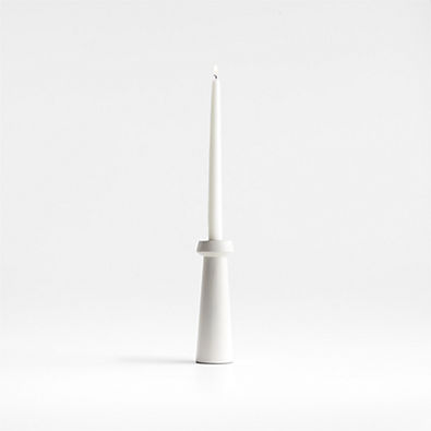 View Katin Small White Wood Taper Candle Holder 8" details