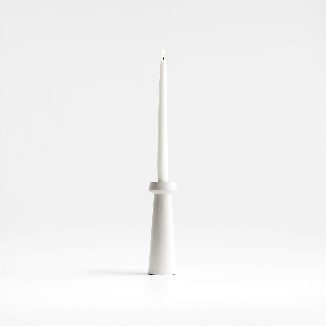 Katin Small White Wood Taper Candle Holder 8" + Reviews Crate & Barrel