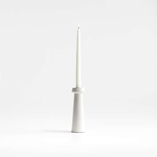 Katin Small White Wood Taper Candle Holder 8"