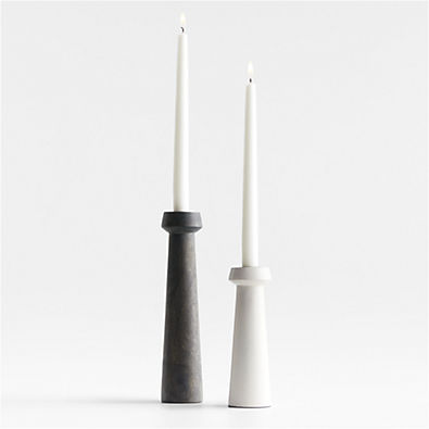 View Katin Wood Taper Candle Holders, Set of 2 details